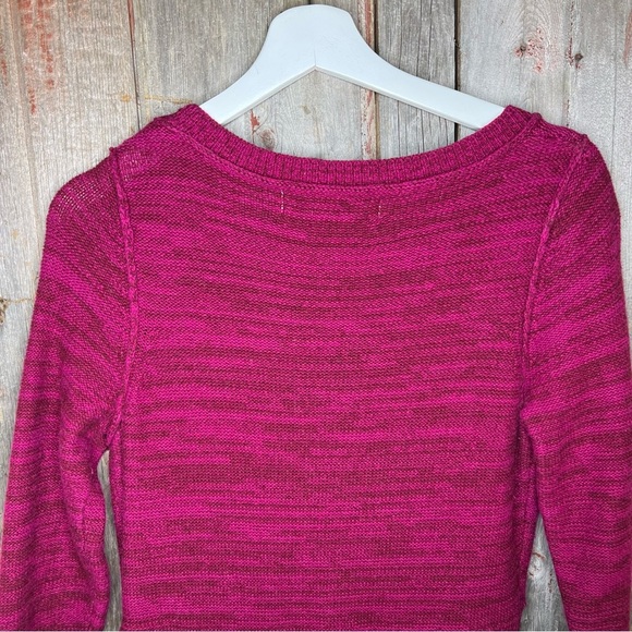 Sparrow Anthropologie Cranberry Marled Wool Blend Fit and Flare Sweater Dress M - Picture 7 of 12